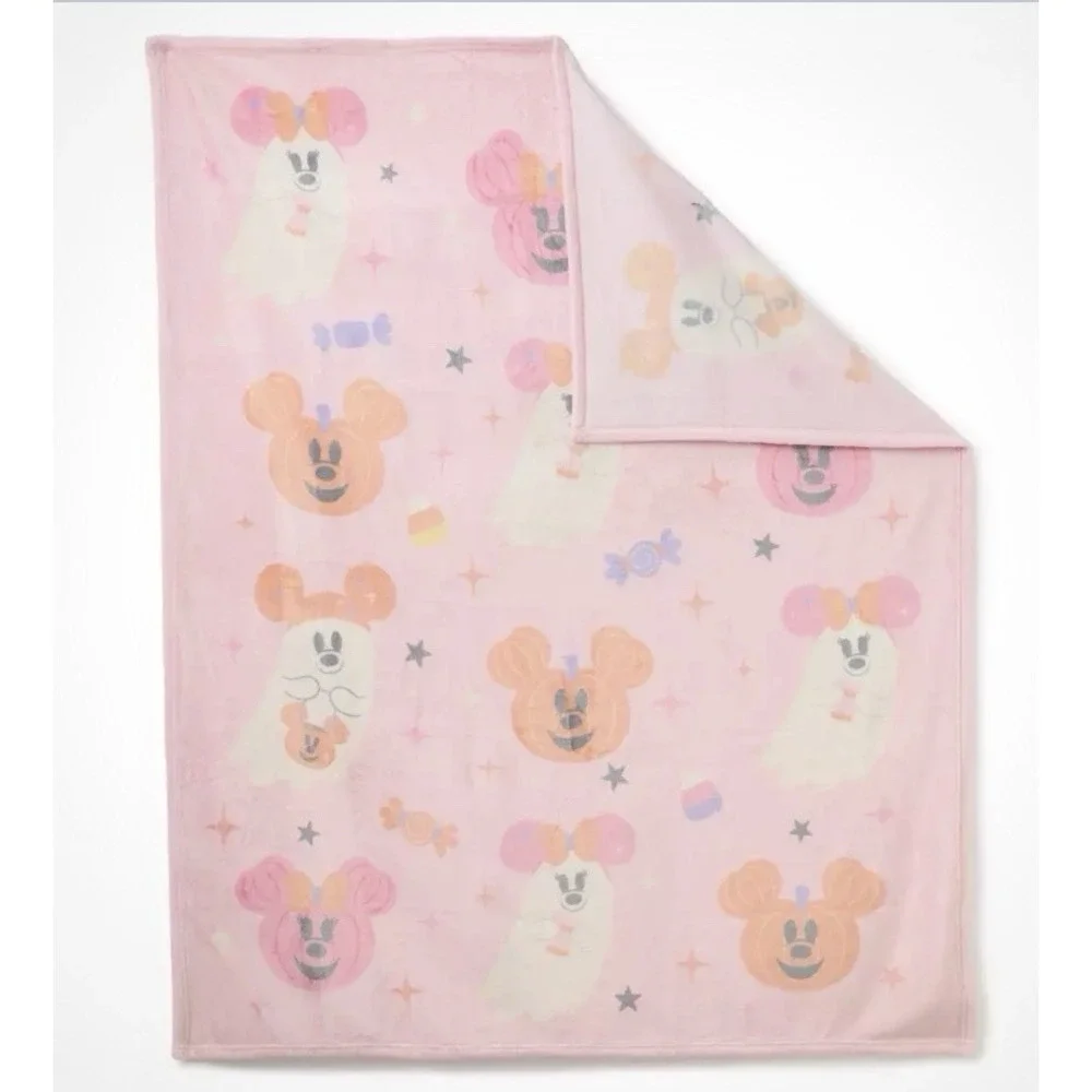 Disney Parks 2026 Halloween Pastel Cutie Minnie Mouse Pumpkin Throw Blanket New